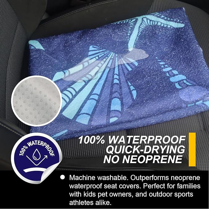 Back Seat Cover for Car Trucks Van SUV Jeep,Waterproof Rear Bench Towel Seat Covers for Dogs and Kids,Automotive Backseat Protector (Conch Shells Starfish)