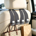 Car Headrest Hooks, Premium Suede with Metal Car Seat Back Storage Hooks for Handbag Coats Umbrella Backpack - 4 Pack, Gray