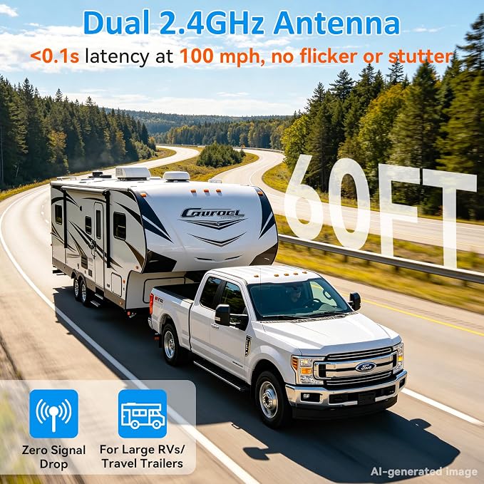 Plug-Play RV Camera System Wireless for Furrion Pre-Wired: 20-Min Easy Install for Trailer Camper - 8" HD 1080P Large Screen See Every Obstacle at a Glance for Campsite Reversing & Drive Monitoring