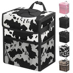 Car Trash Can with Lid, Leakproof Car Trash Bag Hanging Waterproof Automotive Garbage Can with Storage Pockets Mini Vehicle Trash Bin for Back/Front Seat(Cow Print,2.5 Gallon)