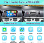 2+64GB Android Car Stereo for Hyundai Sonata 2004-2008 Wireless Carplay Android Auto, 9 Inch Touchscreen Car Radio GPS Navi WiFi Bluetooth Backup Camera FM RDS Radio EQ SWC