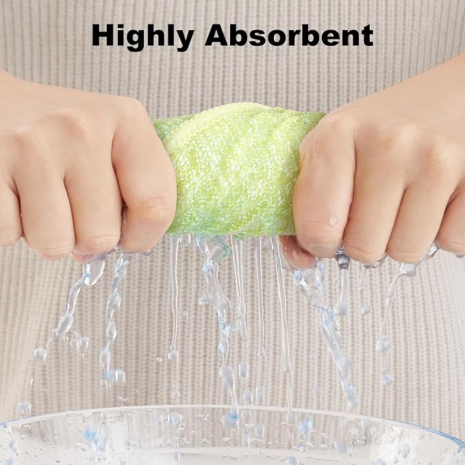Bubble Mesh Microfiber Cleaning Cloth, Reusable Non-Scratch Cleaning Rags, Dual-Sided Dish Cloths, Multipurpose Dish Rags for Dishwashing, Kitchen, Stainless Steel-6 Packs, Yellow