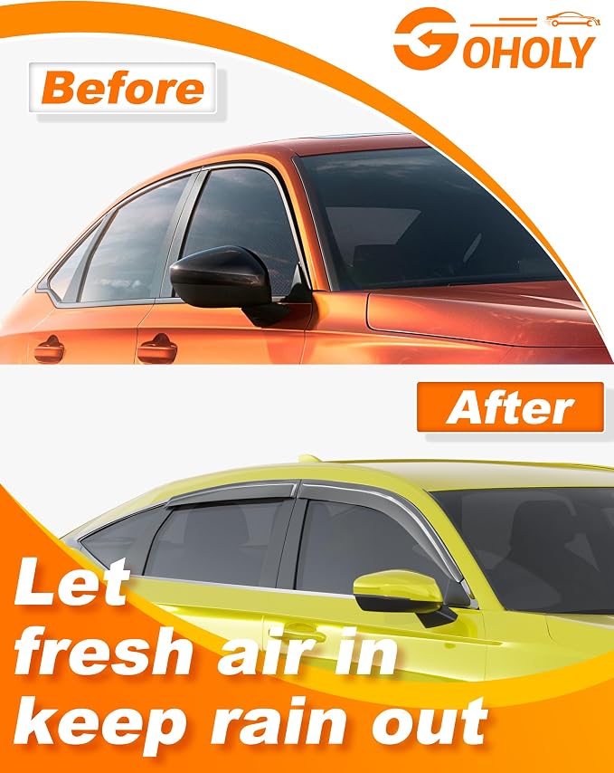 Low-Profile Window Rain Guard for Honda Civic Hatchback 2022-2026 Side Window Visors Extra-Thick Vent Visor HB LX Sport Touring EX-L Window Deflectors Vent Shades Car Accessories