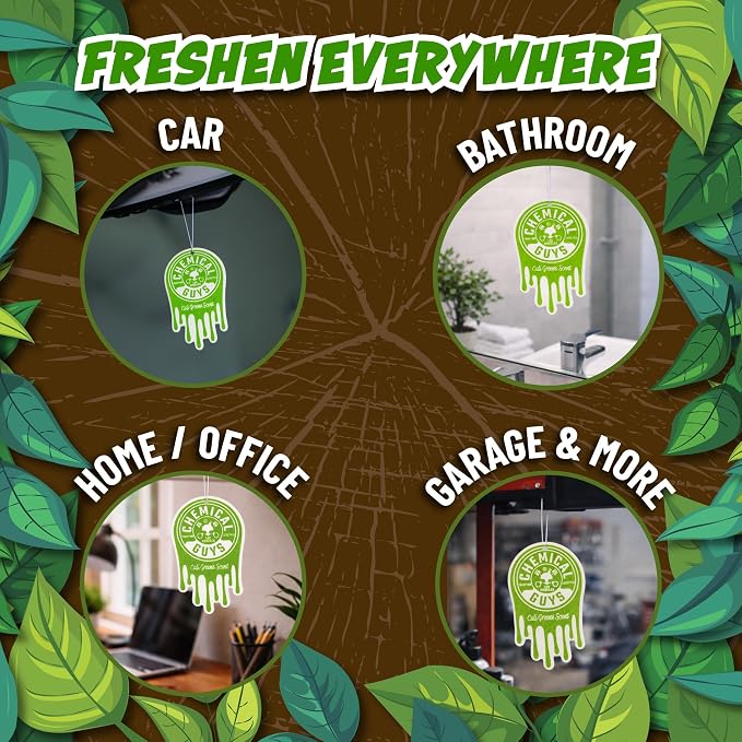 Hanging Car Air Freshener 12-Pack, Cali Greens Premium Fresh Floral & Refreshing Green Fragrance, Rearview Mirror Paper Fresheners for Cars, Trucks, SUVs, RVs & Boats