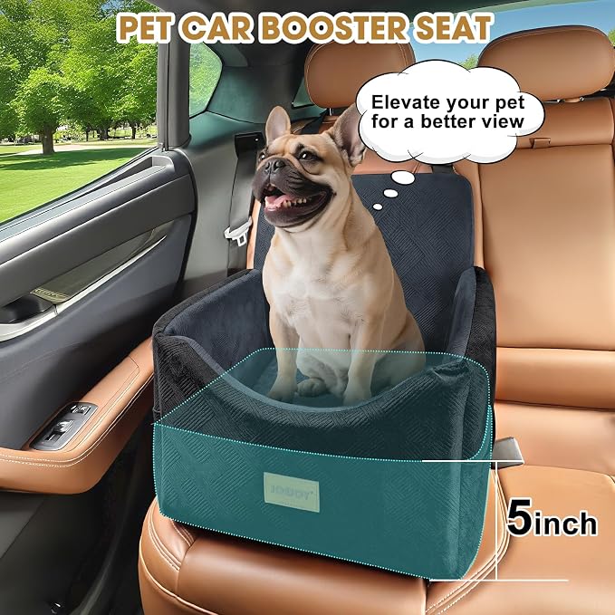 Dog Car Seats for Small Medium Dogs Under 35lbs, Dog Booster Seat with Detachable Washable Cover and Cushion, Memory Foam Pet Car Seat with Safety Belt and Storage Pockets (DG)