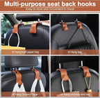 Car Seat Headrest Hook, Auto Seat Hook Hangers Organizer Interior Accessories for Purse Coats Umbrellas Grocery Bags Handbag, 4-Pack - Blown