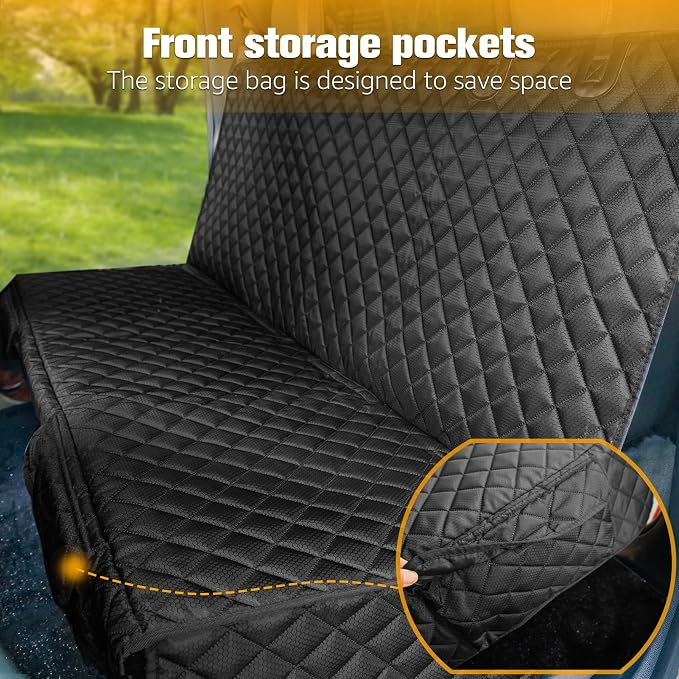 Dog Car Seat Covers for Truck Ford F150/Chevrolet Silverado 1500/Ram 1500/GMC Sierra 1500, Waterproof Pet Back Seat Cover for Trucks, Scratchproof Nonslip Durable Rear Seat Cover for Dogs