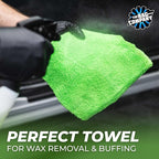 Creature Edgeless Auto Detailing Towels (10-Pack) Professional 70/30 Blend, Dual-Pile Plush Microfiber, Buffing & Polishing, 420gsm, 16in x 16in, Lime Green