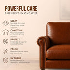 3in1 Leather Wipes 70 Ct + 5 Single Pack, XL 8 x 10 in | Clean Condition Protect Wipes for Vinyl and Leather Apparel Furniture Auto Car Interior Shoes Boots Bags