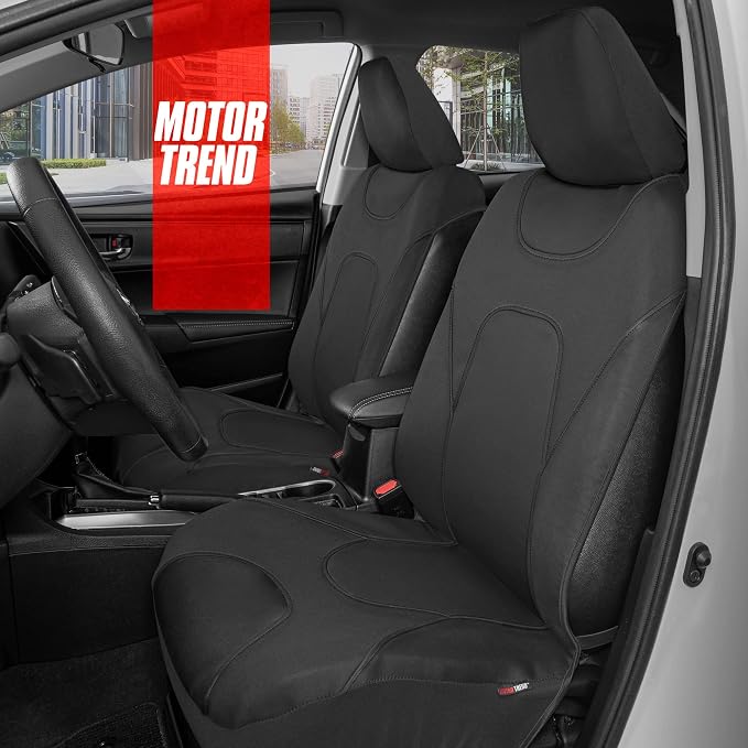 Waterproof Car Seat Covers Full Set – Black Seat Covers for Car Front & 60/40 Split Back Bench - Carseat Cover for Trucks, SUV, Vans - Universal Fit for Most Regular Size Vehicles