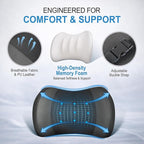 Lumbar Support Pillow for Car, Car Seat Back Support for Driving | Memory Foam Car Lumbar Support for Driving Seat, Car Back Cushion, Adjustable Straps, Lower Back Pillow, Office Chairs, Black
