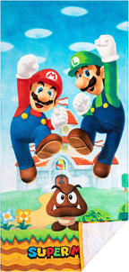 Super Mario Official Nintendo Kids Super Soft Cotton Bath/Pool/Beach Towel,58 in x 28 in,(Pack of 2)