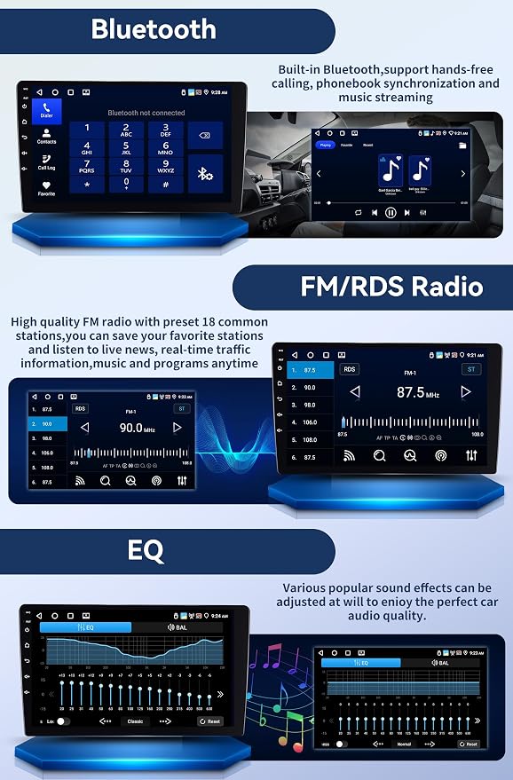 6+128G 8 Core Android 15 Car Radio Stereo for Ford Fusion Mondeo 2013-2019 with Wireless CarPlay Android Auto, 9'' Touchscreen with WiFi GPS Mirror Link Bluetooth FM RDS DSP EQ SWC Backup Camera