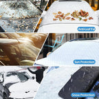 Car Sun Shade Windshield Cover, UV Rays & Heat Reflector for Summer, 9-Magnet Windproof Exterior Car Cover with Mirror Protection, Antifreeze Snow Cover for All Seasons