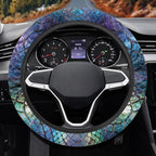 Auto Steering Wheel Covers Comfort Anti-Slip Safety Stretch-on 14-15 inch, Colorful Snake Skin Easy Fix Machine Washable Steering Wheel Protection