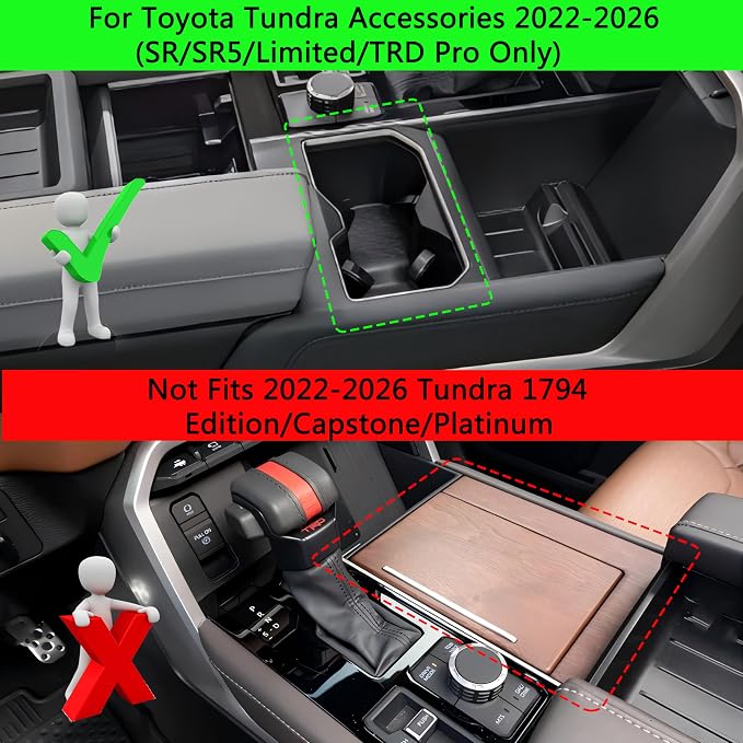 Cup Holder Insert for Toyota Tundra Accessories 2022 2023 2024 2025 2026 (SR/SR5/Limited/TRD Pro Only) Center Console Cup Holder TPE Drink Bottle Holder Organizer Cupholder Protector