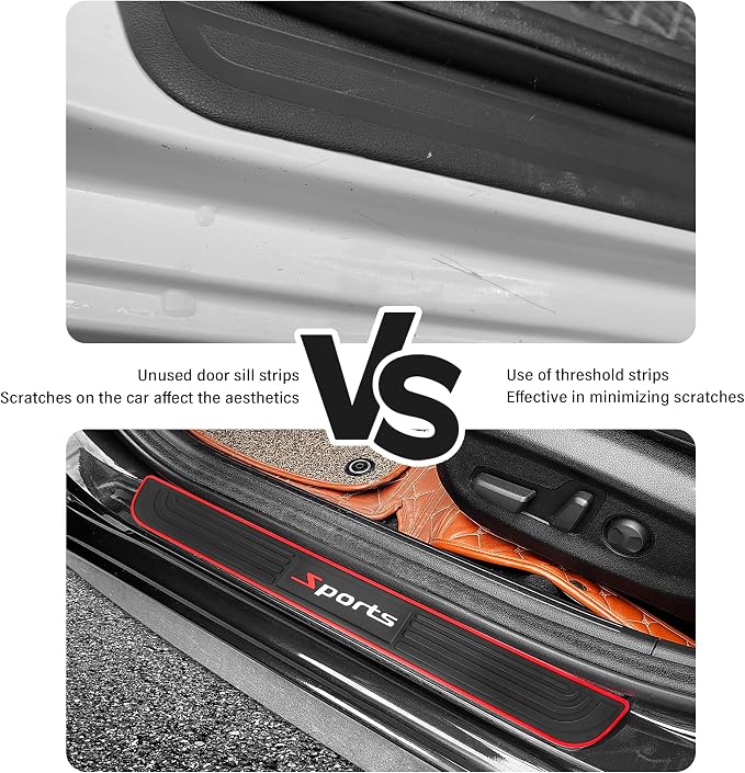 4PCS Car Door Sill Protector,Anti-Scratch Rubber Car Door Protector Edge Guards for Door Steps,Universal Automotive Exterior Accessories Waterproof Door Threshold Strips (Sport, Width 1.57")