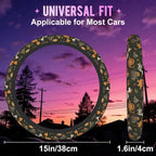 Cartoon Dinosaur Volcano Steering Wheel Cover for Women Men Neoprene Breathable Wheel Cover Protector Anti-Slip Car Accessories Universal 15 Inch Fit for Cars Trucks Vehicles