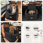 Dog Car Seats for Small Medium Dogs Under 35lbs, Dog Booster Seat with Detachable Washable Cover and Cushion, Memory Foam Pet Car Seat with Safety Belt and Storage Pockets (Black)