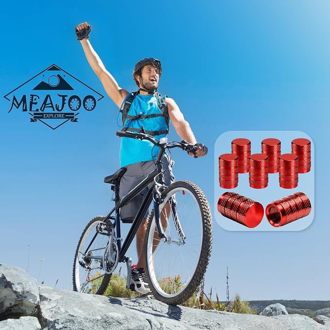 12PCS Tire Valve Stem Caps, Dust Proof, Anodized Aluminum Universal Tire Valve Stem Covers for Cars, SUV, Trucks, Bikes, Motorcycles, Bicycles(Red)
