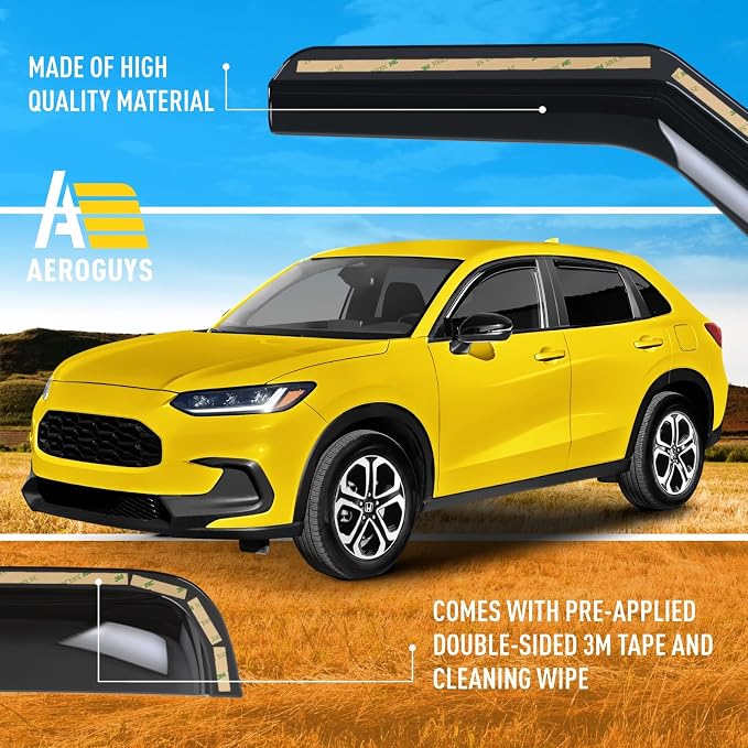 Extra Durable Window Deflectors in-Channel Window Visors Rain Guards Fit for Honda HR-V 2023-2026, Sun Visors, Wind Vent for Shades, Exterior Car Accessories - 4pcs. AG0594