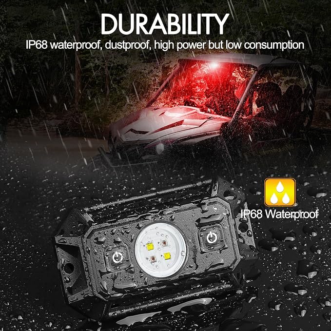 UTV Interior Dome Lights 12V Wired, LED Dome Lights Universal Roll Bar Mount Led Light Utility Roll Cage Light for UTV ATV RZR Can-Am Truck Golf Cart SXS Cab - White/Red 2 Pack