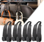 Purse Hook for Car Headrest, Silicone Car Seat Back Storage Hook, Twin Hooks Carbon Fiber Textured Car Headrest Hangers, Bag Holder for Sedan, Trucks, SUVs, Most Vehicles (Black-4PCS)
