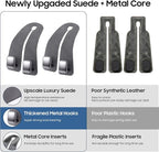 Car Headrest Hooks, Premium Suede with Metal Car Seat Back Storage Hooks for Handbag Coats Umbrella Backpack - 4 Pack, Gray