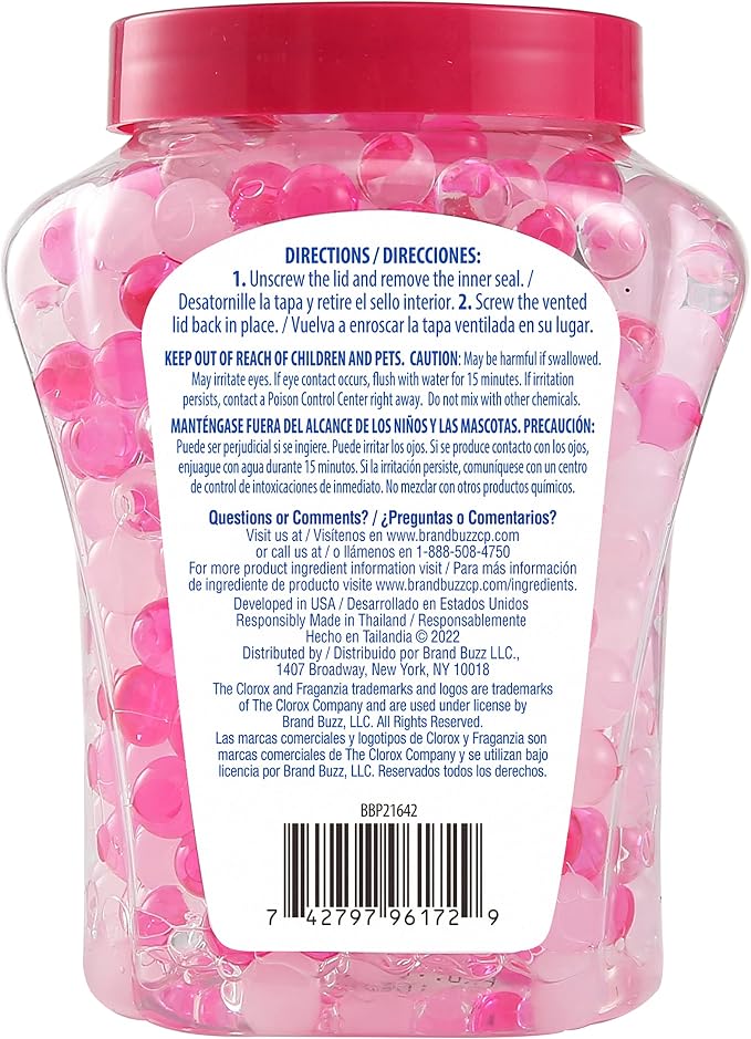 Fraganzia Crystal Beads Air Freshener, Long Lasting Room Deodorizer and Odor Eliminator Gel Beads to Freshen Home, Car, or Office, Sweet Rosewater Scent, 12 Fl Oz