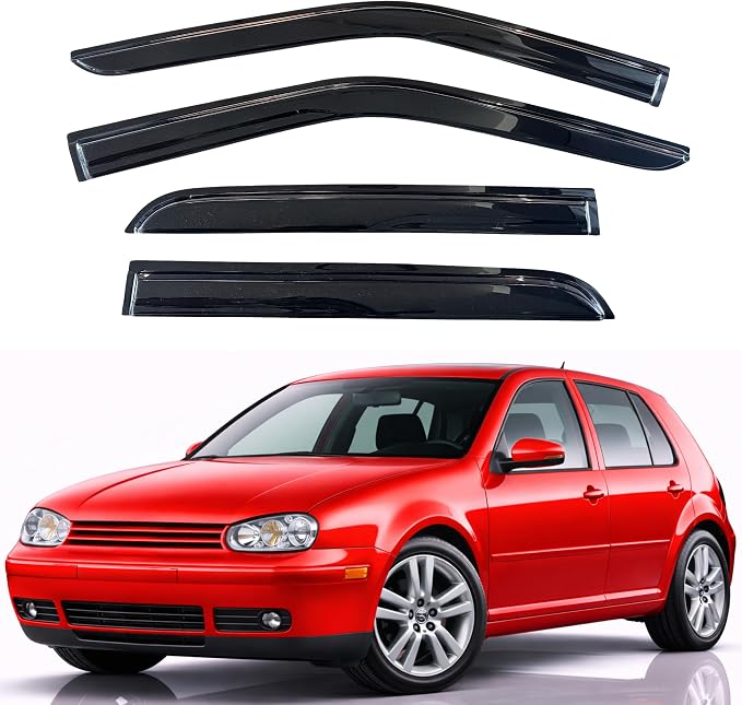 KPY Rain Guards Fit for 1997-2003 Volkswagen Golf, Out-Channel Window Visors Vent Wind Deflectors 4PC, Car Accessories for 97-03 VW Golf (5-Door Only)
