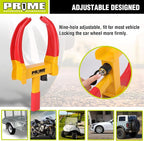 PR1ME Heavy Duty Wheel Lock Clamp with 2 Keys, Universal Anti Theft Trailer Wheel Lock for Cars SUV RV ATV Motorcycles &Golf Cart,High-Strength Carbon Steel with Soft PVC Coating,Fits 7" to 10.6" Tire