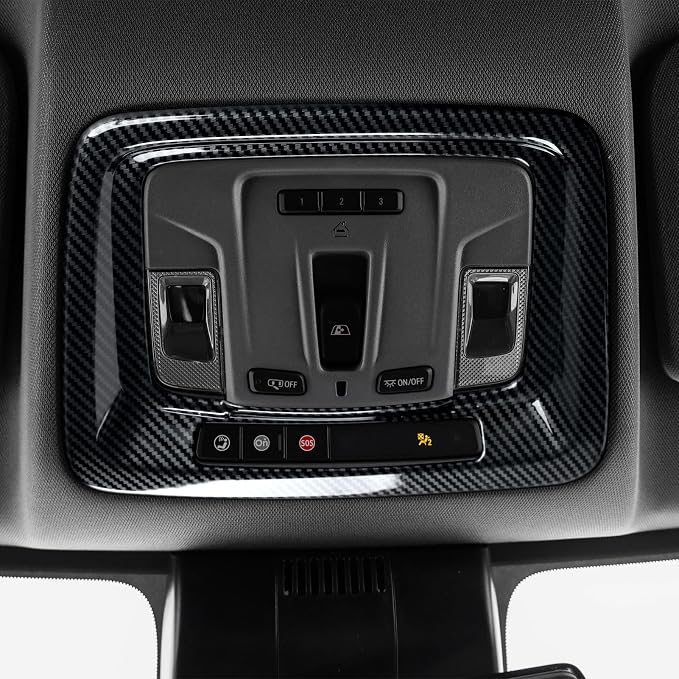 Car ABS Front Roof Reading Light Lamp Trim Carbon Fiber Interior Decal for 2019-2025 Chevy Silverado | for 2019-2021 GMC Sierra 1500 2500 3500 HD Accessories