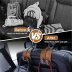 2PCS Leather Car Seat Hooks for Headrest, Vehicle Hanger Storage Organizer Universal for Handbag Purse, Car Accessories Gift (Brown-Black)