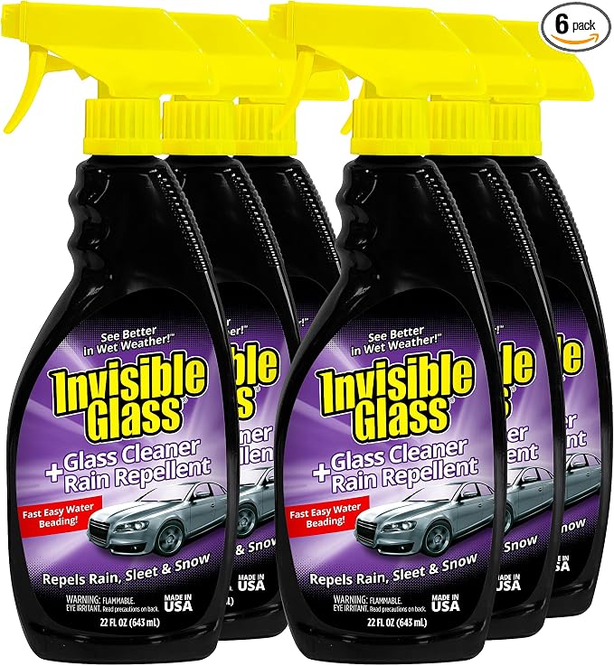 92184-6PK Glass Cleaner + Rain Repellent 2-in-1 Windshield and Window Spray, Cleans Auto Glass, Repels Rain, Sleet, Snow, Improves Wet Weather Visibility – 22 fl oz (Pack of 6)