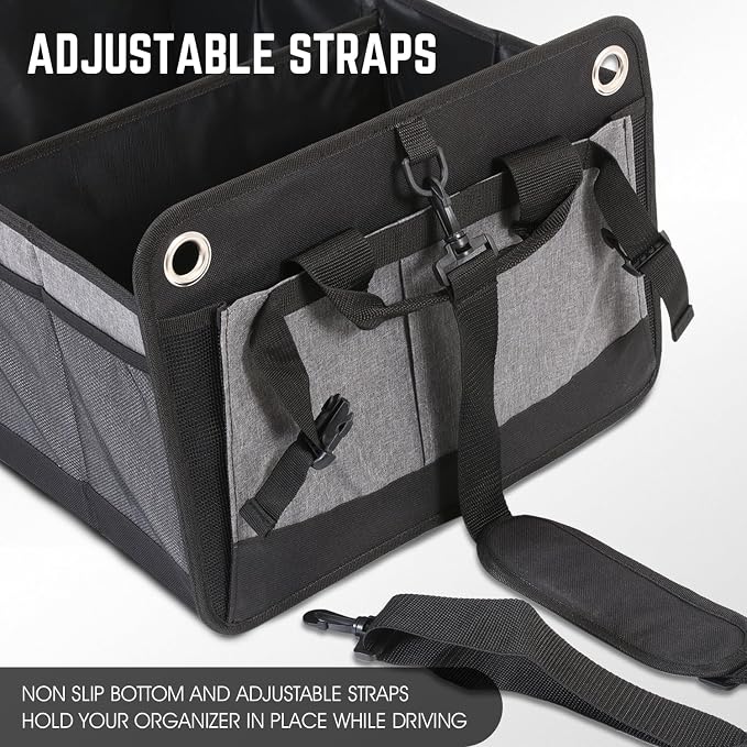 Trunk Organizer for Car, 70L Large Capacity Foldable Trunk Organizer, Multi Compartment Car Trunk Organizer for Women Men, Grey, TOOLS-00420