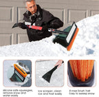 47.2" Extendable Ice Scraper Snow Brush with Squeegee for Windshield Window Car Trucks SUVs, 270° Pivoting Brush Head, Essential Winter Tool Ice Snow Remover with Comfortable Foam Grip