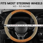 BurlwoodLux Wood Grain and PU Leather Beige Steering Wheel Cover - Sport Grip for Car Auto SUV Trucks