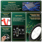 Upgraded 1600W Car Subwoofer, 10" Ultra-Thin Under-Seat Sub with Built-in Amplifier, (LPF/Gain/Bass Boost) LED Ambient Lights, Independent Bass Knob, Distortion-Free Deep Bass（Green）