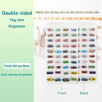 Hanging Organizers for Mini Car Double Sided 80 Pockets Display Case for Toy Cars(Without Toy Cars) (One Piece White)