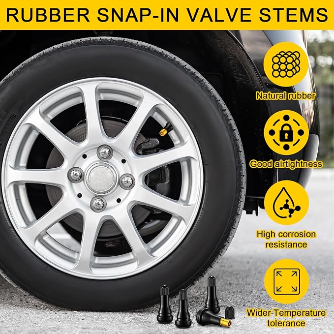 200 Pieces TR413 Valve Stems Tubeless Bulk Rubber Snap-in Valve Stems for 0.453 Inch Rim Holes, Black Standard Length Replacement Tool for Car Tubeless Replacement