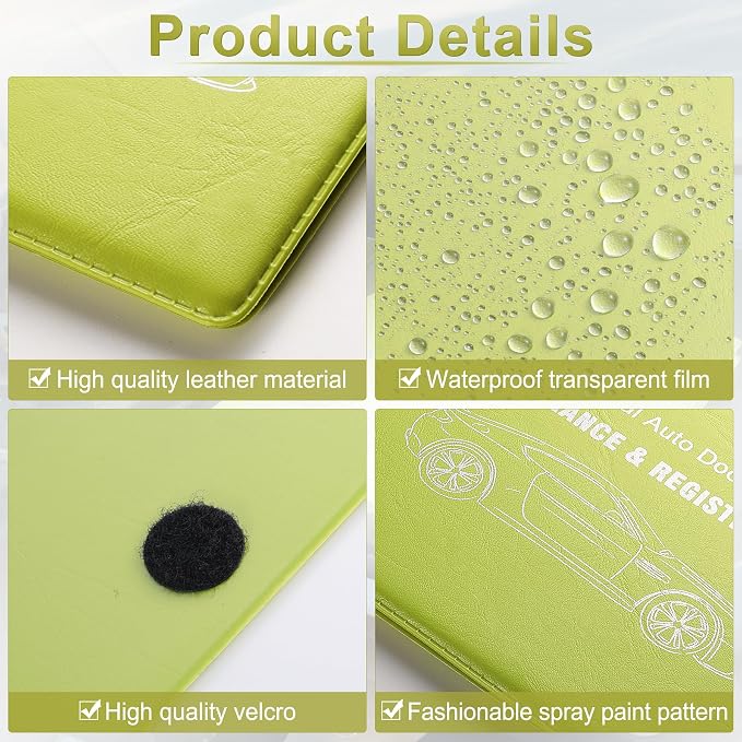 Car Registration and Insurance Card Holder, Vehicle Glove Box Car Organizer, Interior Car Accessories for Documents, Cards, License - 2 Pack