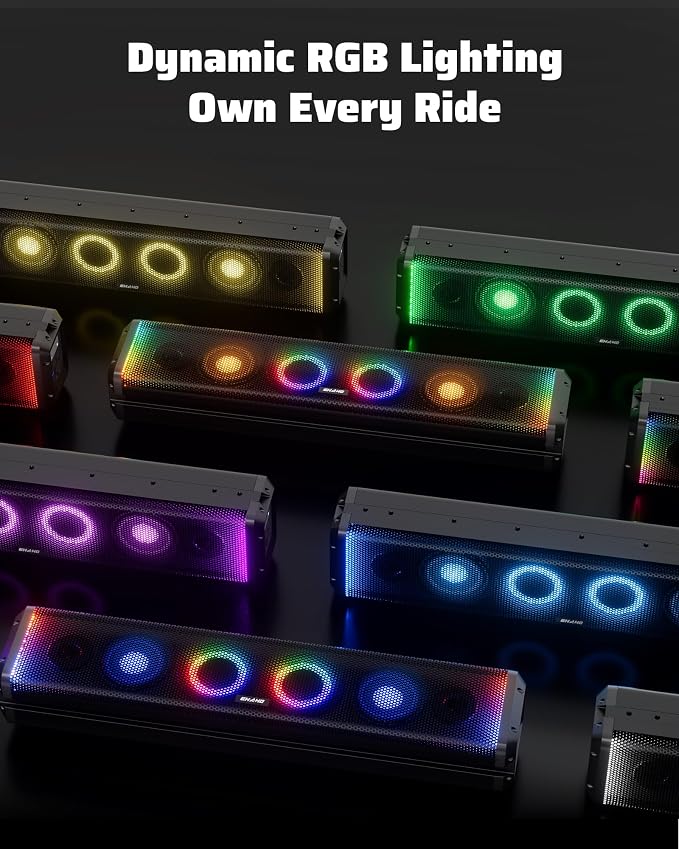 26 Inch UTV Sound Bar, IP66 Waterproof Bluetooth Golf Cart Sound Bar, ATV SoundBar with RGB Lighting, Amplified Powersports SXS SoundBar, UTV Speakers Compatible with Polaris RZR Can-Am