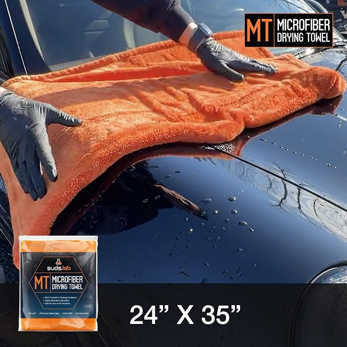 Large Microfiber Drying Towel (24 in x 35 in) Car Exterior Cleaning and Detailing Cloth, Safe On Plastic Trim, Glass, Carbon Fiber, Paint