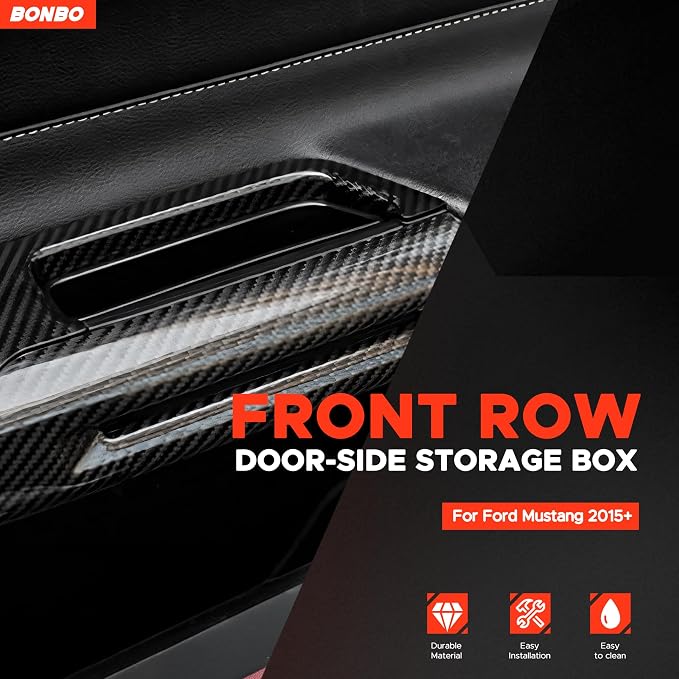 Front Row Door Side Storage Box Handle Tray Interior Accessories Compatible with Ford Mustang 2015-2023(2pcs)