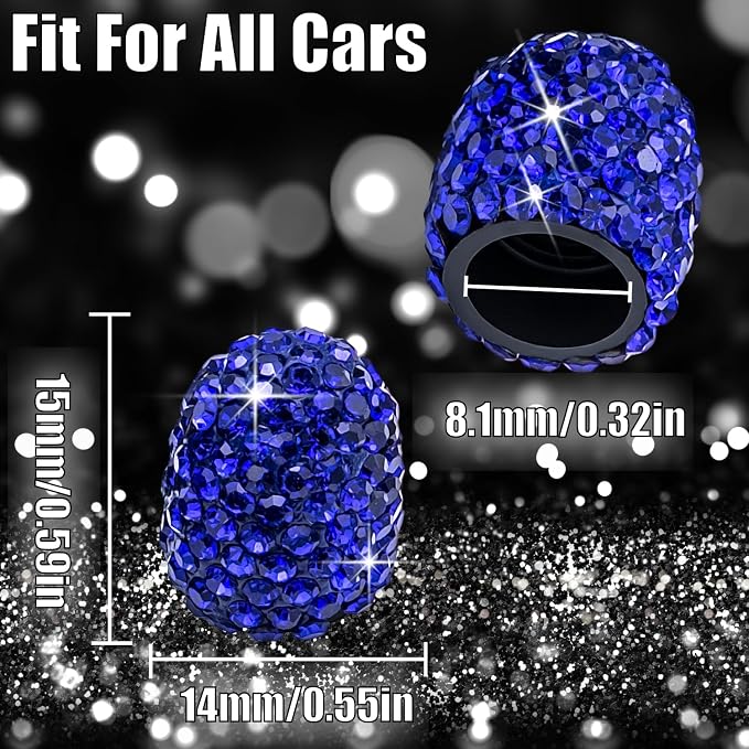 8PCS Bling Crystal Diamond Tire Stem Valve Caps, Dustproof Car Wheel Tire Valve Caps Universal Tire Valve Stem Covers for Cars, SUV, Trucks, Bikes, Motorcycles, Bicycles (Blue)
