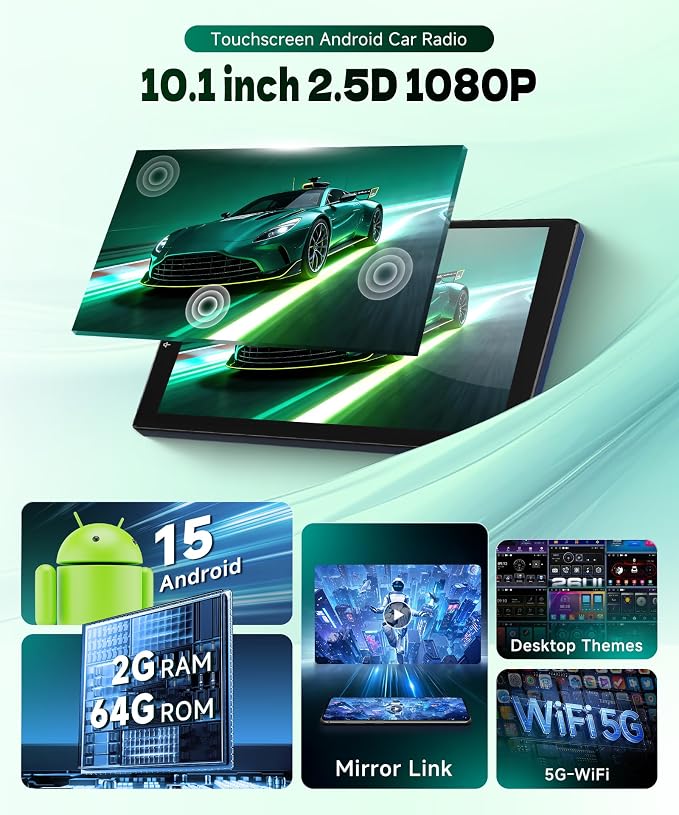 [5GHz-WiFi/Android 15] for Honda Civic 2006-2011 Wireless Carplay Android Car Stereo Support Wireless Android Auto with GPS Navigation AHD Backup Camera FM RDS Radio Receiver EQ SWC 2G+64G
