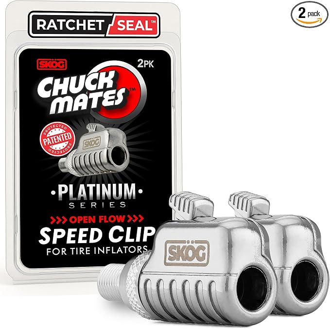 SKÖG Chuck Mates Platinum (2 Pack) Quick-Connect with Patented RatchetSeal Technology for Tire Inflators Open-Type