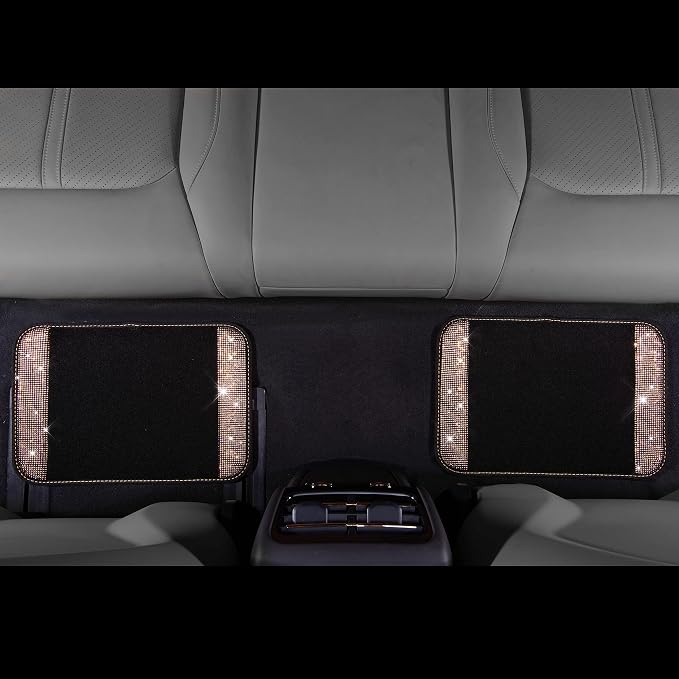 Bling Rhinestone Diamond Car Floor Mat, Crystal Sparkly Shining Glitter Carpet Waterproof Anti-Slip PVC Heel Pad, Universal for Interior Auto SUV,Sedan,Van,4pcs Girl Women Men, Champagne Gold
