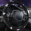 Purple Embroidery Butterfly Steering Wheel Cover, Universal 15 Inch Car Wheel Cover for Women Girls, Fit for Suvs,Small Trucks,Sedans,Cars (Black and Purple)