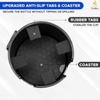 Car Cup Holder Expander | Fits with Hydro Flasks, Yeti, Nalgene & Large Water Bottle (32 40 oz) | Phone Holder - Adjustable Automotive cupholder Extender for car with Expandable Base | Black